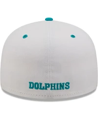 Men's New Era White, Aqua Miami Dolphins Flipside 2Tone 59FIFTY Fitted Hat