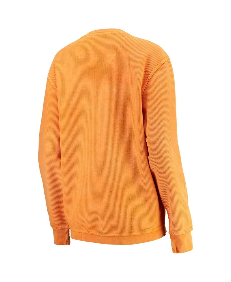Women's Pressbox Tennessee Orange Distressed Tennessee Volunteers Comfy Cord Vintage-Like Wash Basic Arch Pullover Sweatshirt