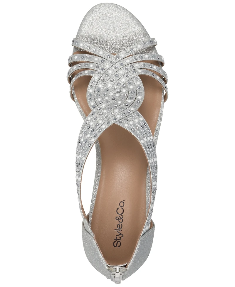 Style & Co Women's Ginifur Embellished Strappy Wedge Sandals, Created for Macy's