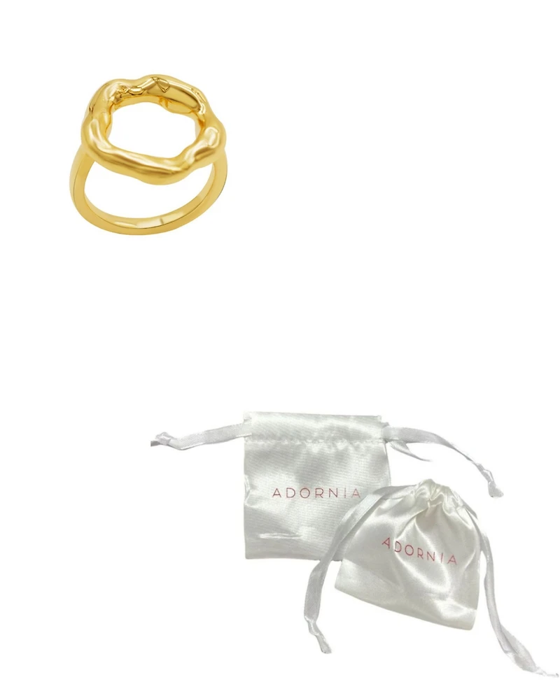 Adornia Tarnish Resistant 14K Gold-Plated Open Circle Hammered Ring