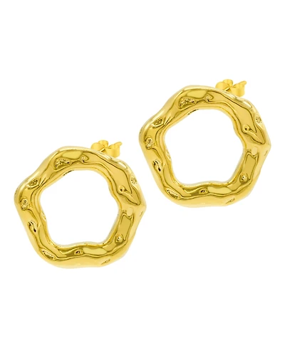 Adornia Tarnish Resistant 14K Gold-Plated Hammered Open Circle Earrings