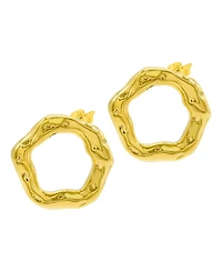 Adornia Tarnish Resistant 14K Gold-Plated Hammered Open Circle Earrings