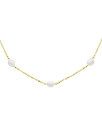 Adornia Tarnish Resistant 14K Gold-Plated Adjustable Station Cultured Freshwater Pearl Necklace
