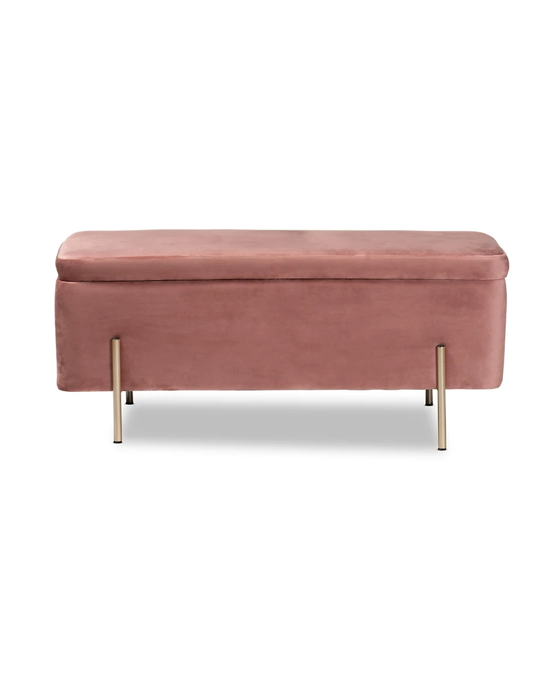 Baxton Studio Rockwell Contemporary Glam and Luxe Velvet Fabric Upholstered and Finished Metal Storage Bench