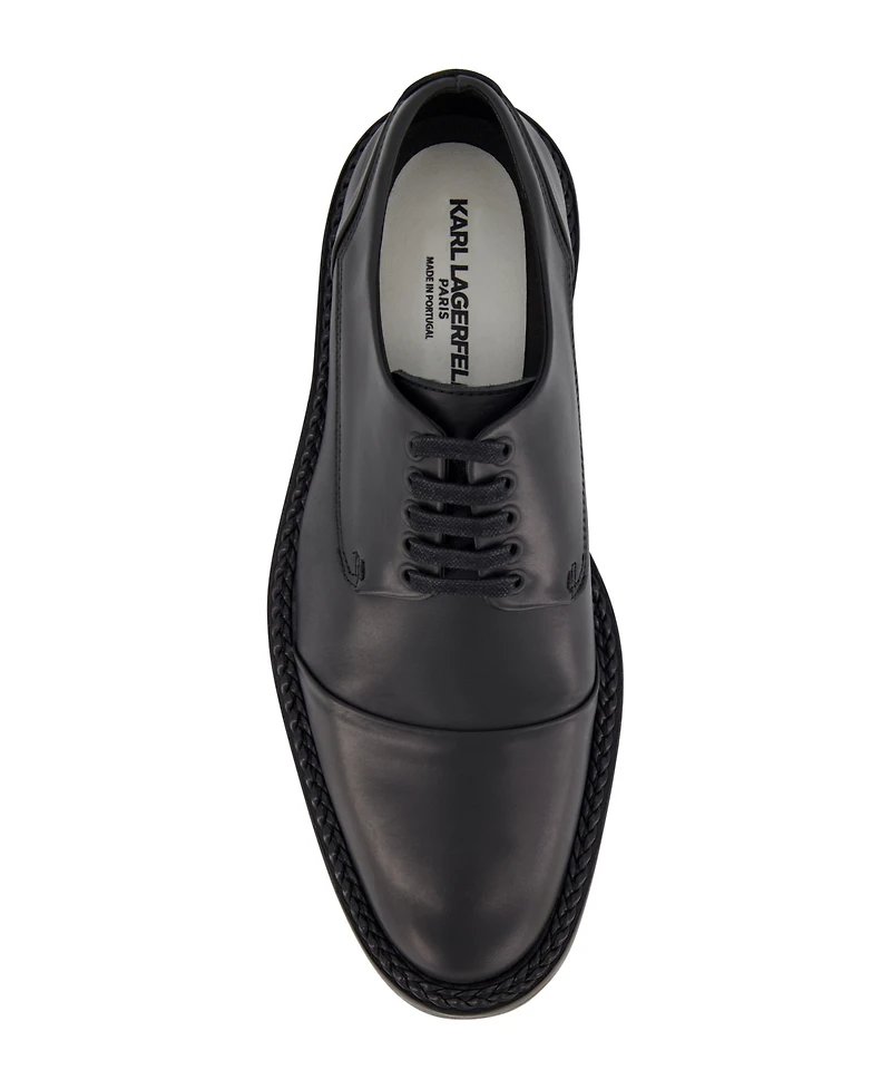 Karl Lagerfeld Paris Men's White Label Leather Cap Toe Dress Shoes