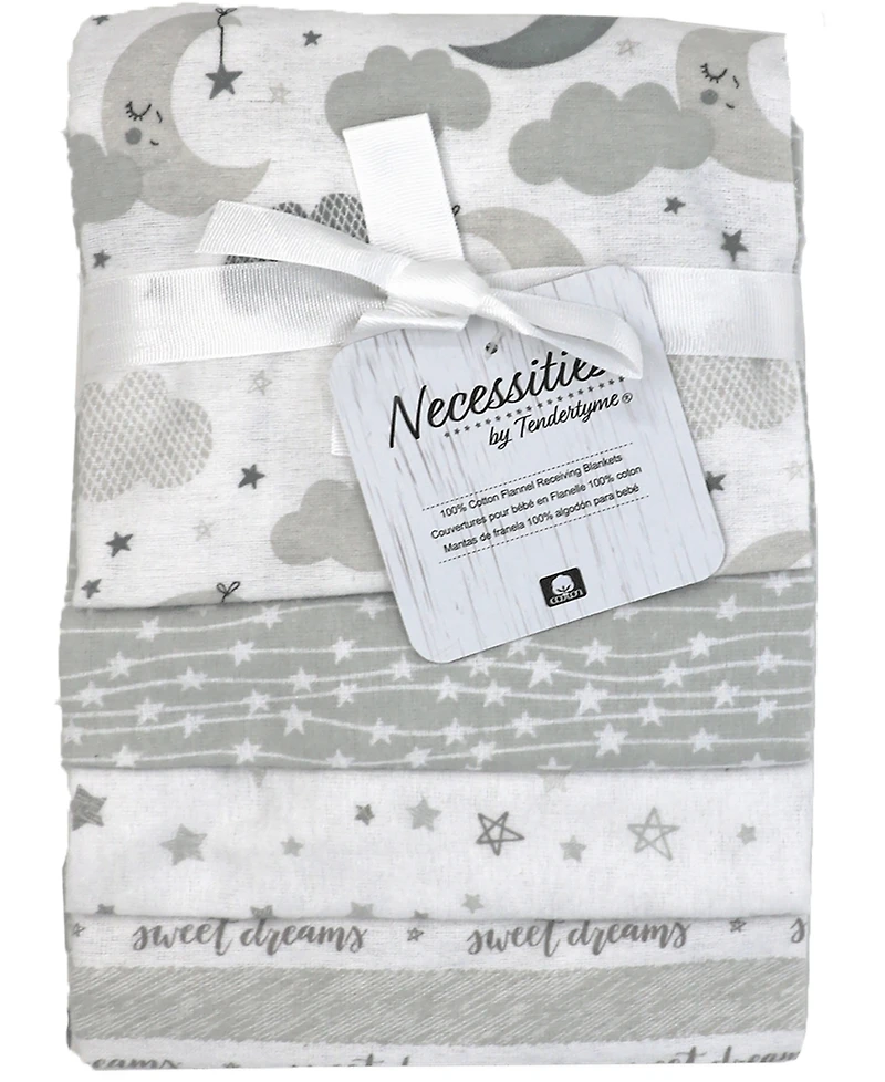 Tendertyme Baby Boys or Girls Sweet Dreams Receiving Blankets, Pack of 4