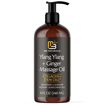 M3 Naturals - Ylang Ylang and Ginger Massage Lotion Infused with Collagen Stem Cell and Natural Essential Oils