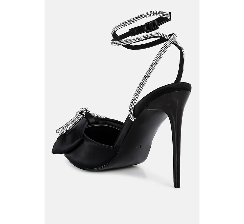 Winged High Heel Rhinestone Embellished Sandals