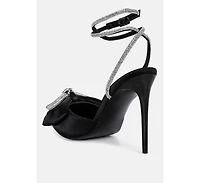 Winged High Heel Rhinestone Embellished Sandals