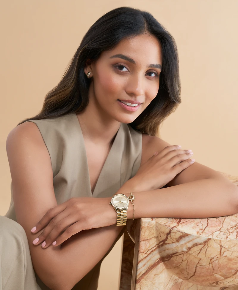 Olivia Burton Women's Bejeweled Gold-Tone Stainless Steel Watch 34mm