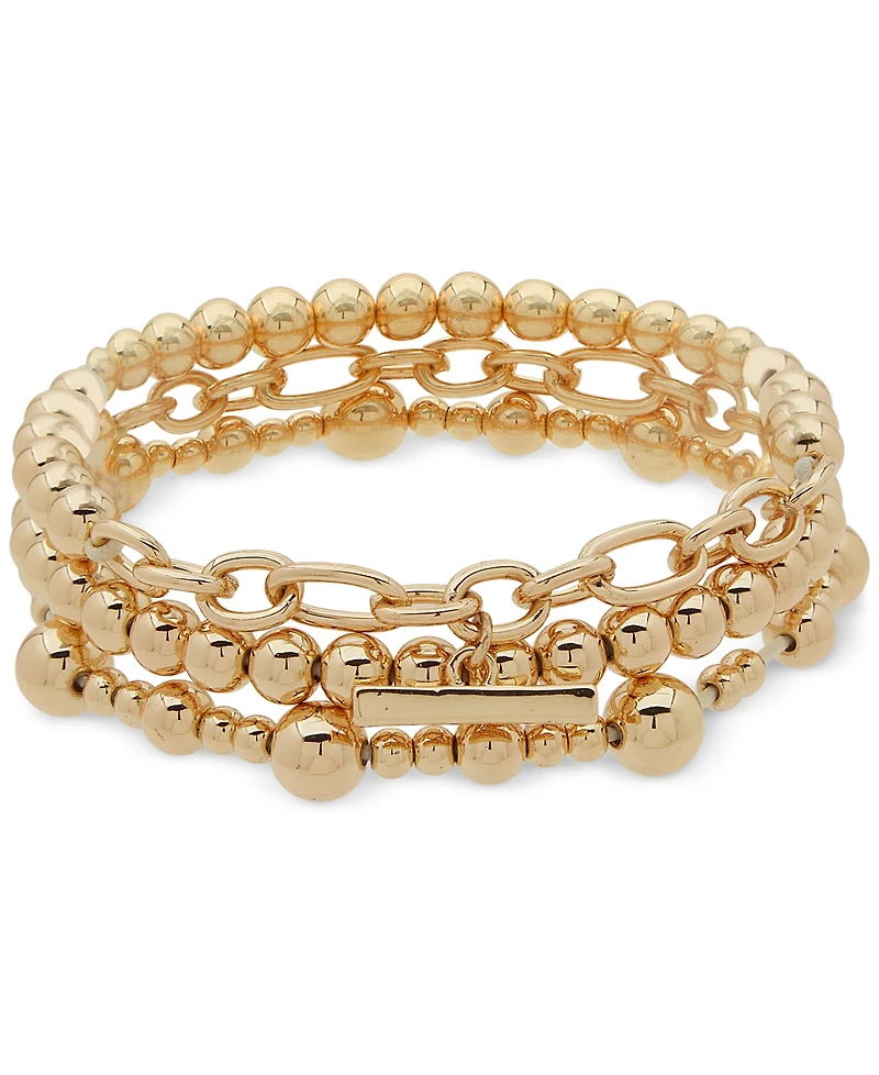 Anne Klein Gold-Tone Beaded Multi-Row Stretch Bracelet
