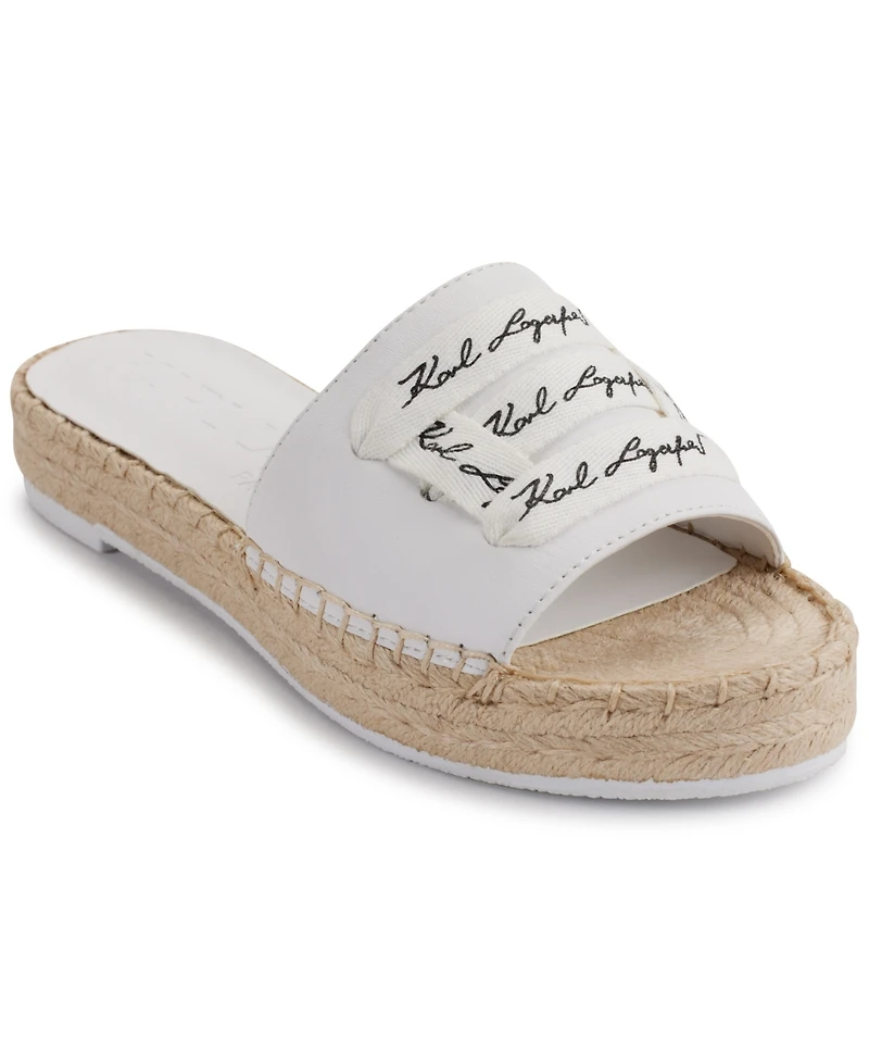 Karl Lagerfeld Paris Cherie Logo Slip-On Espadrille Platform Slide Sandals