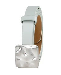 Calvin Klein Women's Skinny Hammered Plaque Buckle Belt