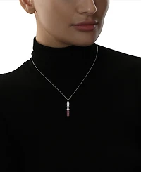 Star Wars Wonder Fine Jewelry Garnet (1 ct. t.w.) & Black Diamond (1/20 ct. t.w.) Darth Vader Lightsaber 18" Pendant Necklace in Sterling Silver