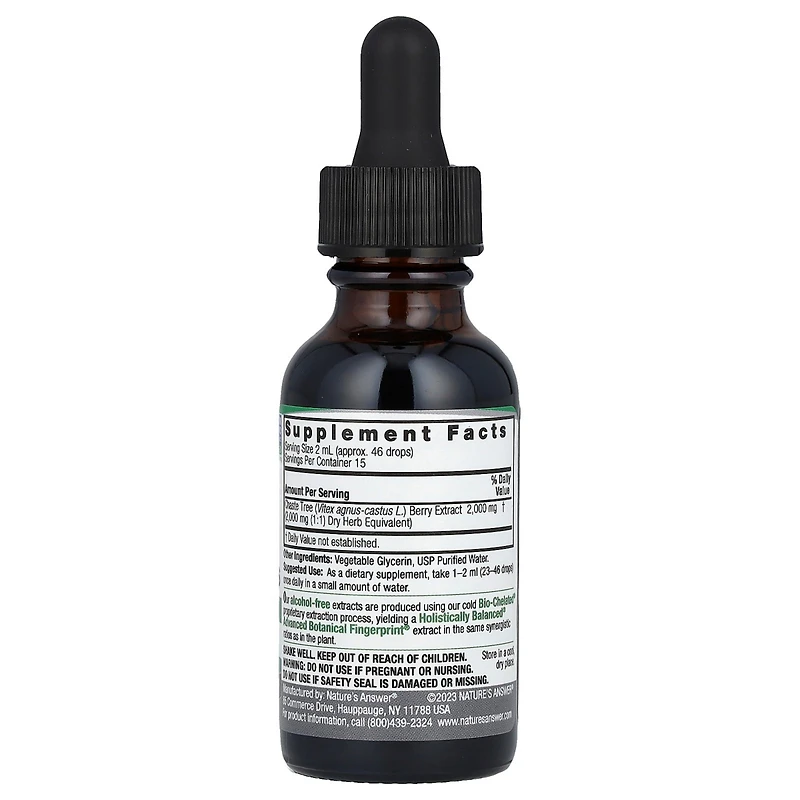 Nature's Answer Chasteberry Vitex Agnus Castus Fluid Extract Alcohol-Free 2 000 mg - 1 fl oz (30 ml)