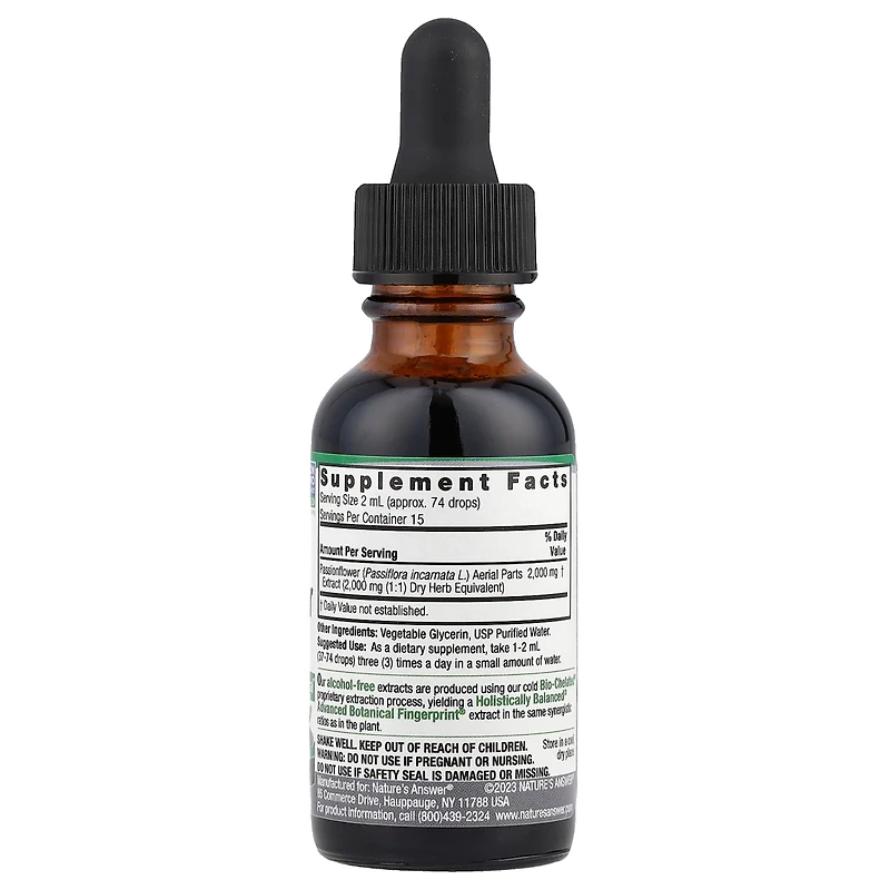 Nature's Answer Passionflower Aerial Parts Fluid Extract Alcohol-Free 2 000 mg - 1 fl oz