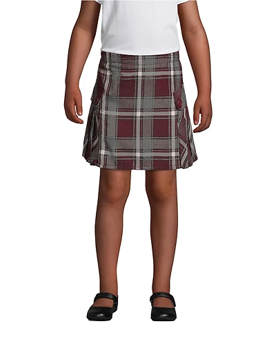 Lands' End Big Girls Plus Side Pleat Plaid Skort Above the Knee