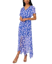 Msk Women's Flutter-Sleeve Handkerchief-Hem Maxi Dress