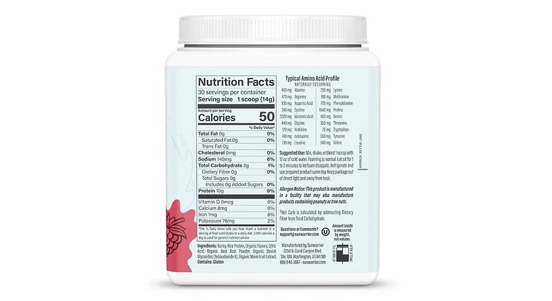Clear Protein Refresh Protein Powder, Plant Based Protein Powder, Sunwarrior, Raspberry, 420g