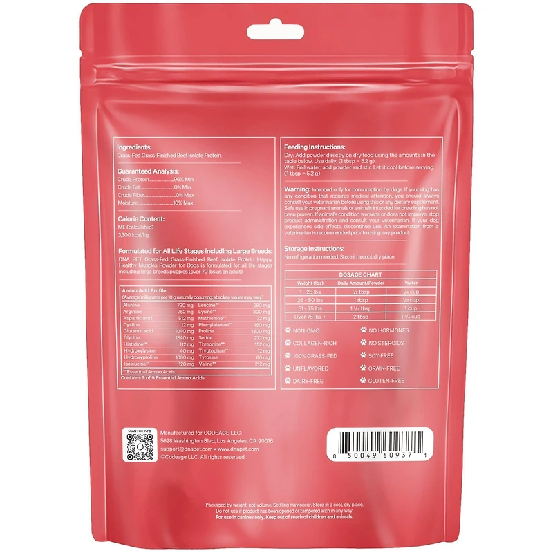Happy Healthy Muscles Supplement for Cats - Grass-Fed Beef Protein Powder - Collagen & Amino Acid-Rich - Pure Beef Isolate