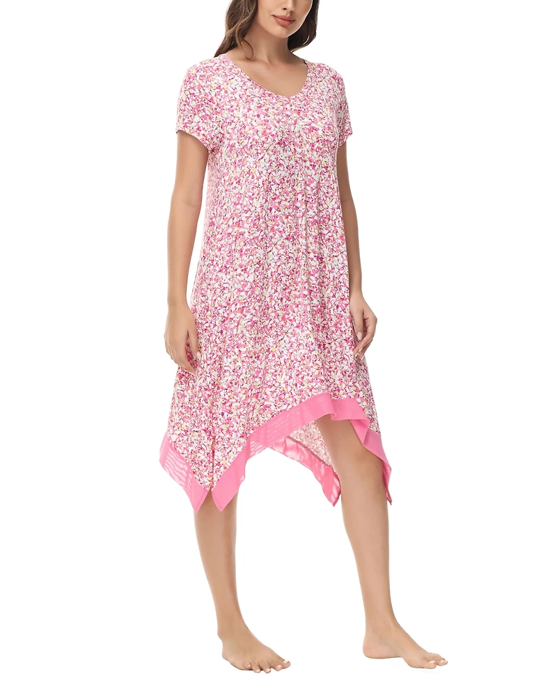 Lori Goldstein Women's Printed Short Sleeve Sleepshirt