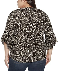 Belldini Black Label Plus Printed Ruffle Sleeve Top