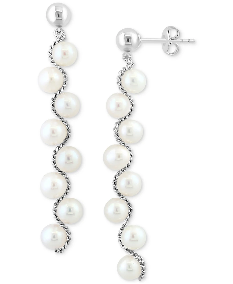 Effy Freshwater Pearl Linear Drop Earrings in Sterling Silver