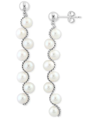 Effy Freshwater Pearl Linear Drop Earrings in Sterling Silver