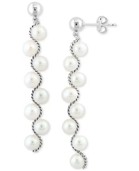 Effy Freshwater Pearl Linear Drop Earrings in Sterling Silver