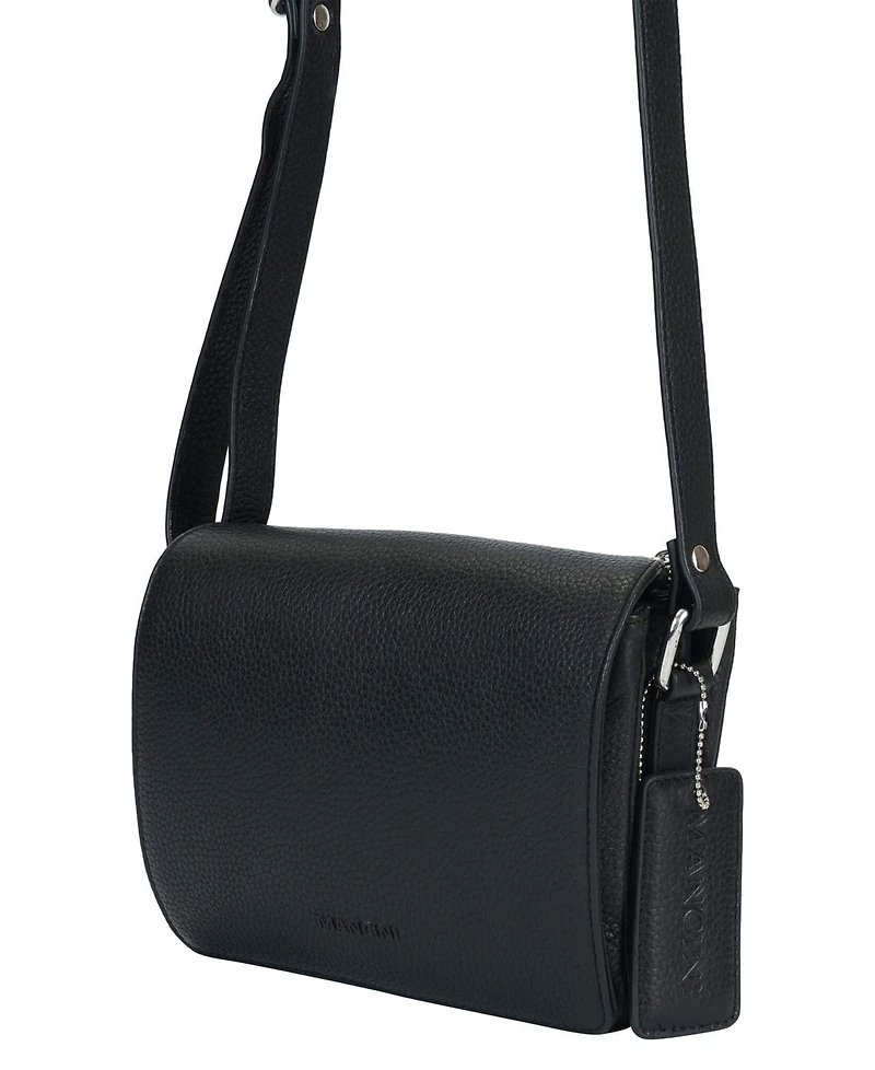 Mancini Pebble Leather Connie Crossbody Handbag