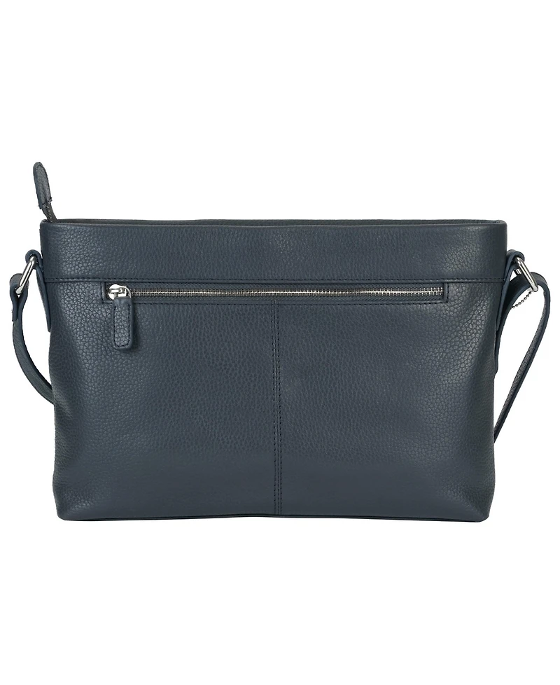 Mancini Pebble Loretta Leather Crossbody Handbag with Organizer