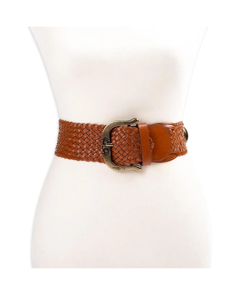Sam Edelman Women's Western Leather Braided Concho Belt