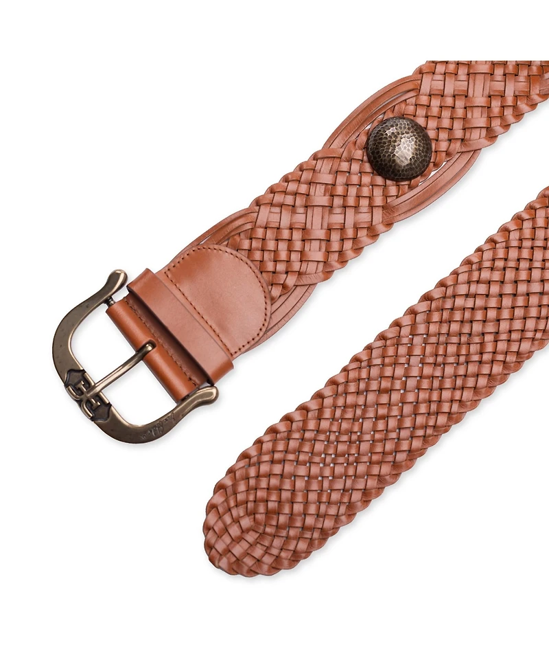 Sam Edelman Women's Western Leather Braided Concho Belt