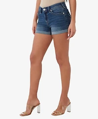 True Religion Women's Jennie Flap Rolled Denim Shorts