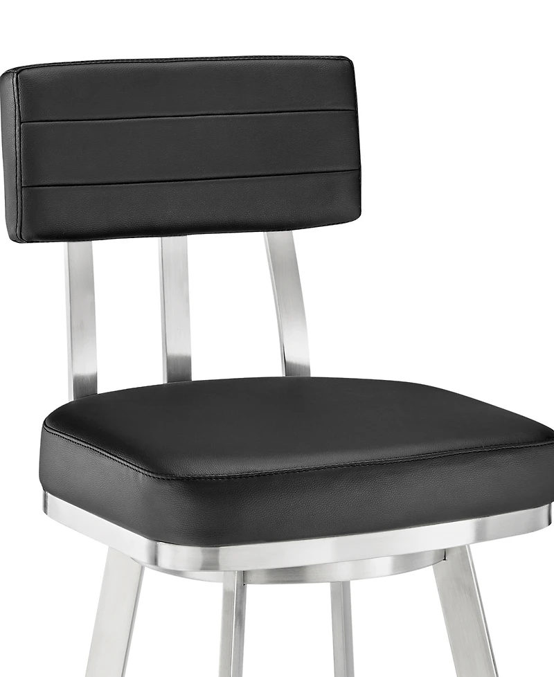 Armen Living Benjamin 30" Swivel Bar Stool Brushed Stainless Steel with Faux Leather
