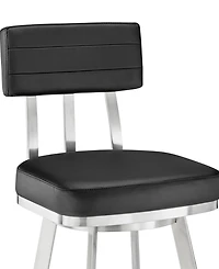 Armen Living Benjamin 30" Swivel Bar Stool Brushed Stainless Steel with Faux Leather