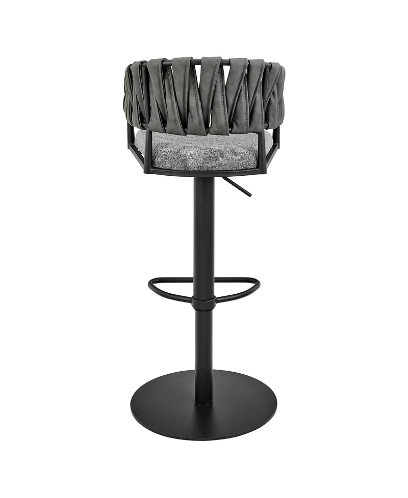 Armen Living 32"-42" Blaise Adjustable Swivel Counter or Bar Stool in Metal with Fabric and Faux Leather