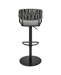 Armen Living 32"-42" Blaise Adjustable Swivel Counter or Bar Stool in Metal with Fabric and Faux Leather