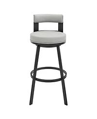 Armen Living Flynn 26" Swivel Counter Stool in Metal with Light Faux Leather