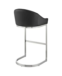 Armen Living Katherine 30" Bar Stool in Brushed Stainless Steel with Faux Leather