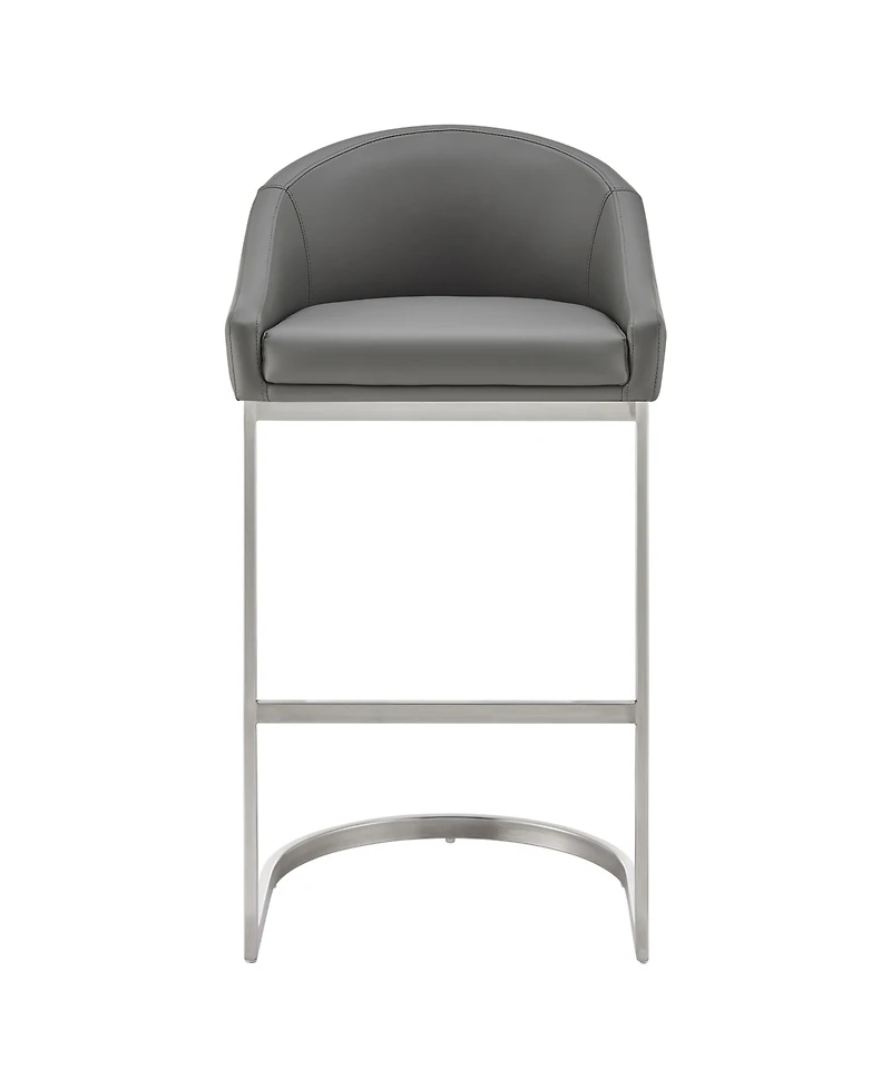 Armen Living Katherine 26" Counter Stool in Brushed Stainless Steel with Faux Leather