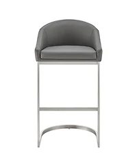 Armen Living Katherine 26" Counter Stool in Brushed Stainless Steel with Faux Leather