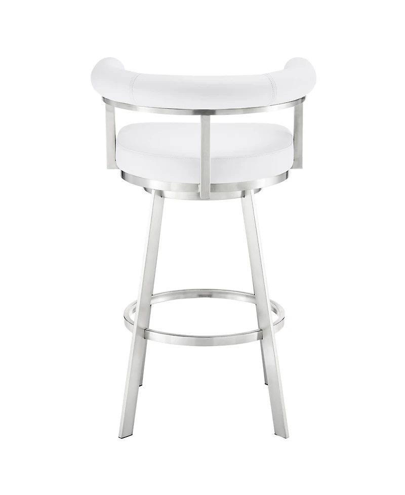 Armen Living Magnolia 26" Swivel Counter Stool in Brushed Stainless Steel with Faux Leather