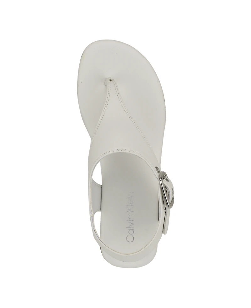 Calvin Klein Women's Moraca Buckle T-Strap Flat Sandals