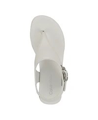 Calvin Klein Women's Moraca Buckle T-Strap Flat Sandals