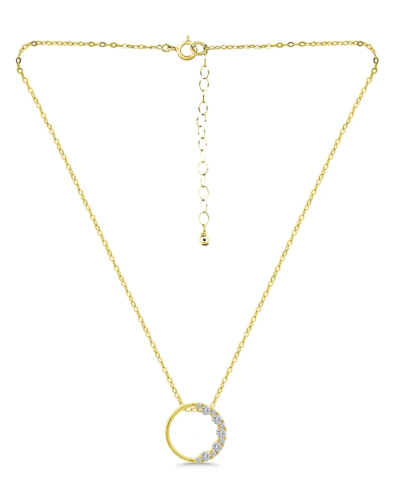 Giani Bernini Cubic Zirconia Circle Pendant Necklace in Sterling Silver, 16" + 2" extender, Created for Macy's