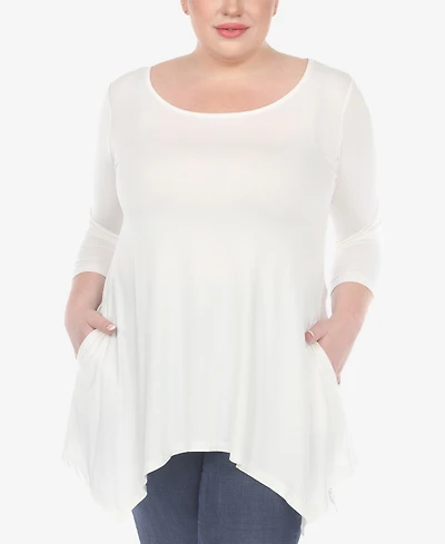 White Mark Plus Makayla Scoop Neck Tunic Top