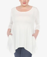 White Mark Plus Makayla Scoop Neck Tunic Top