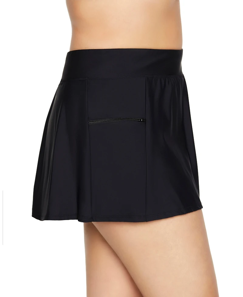 ShapeSolver by Mimi Flamingo Plus Side Zipper Pocket Swim Skort
