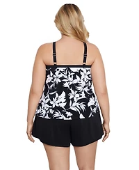 ShapeSolver by Mimi Flamingo Plus High Neck Tankini Swimsuit Top